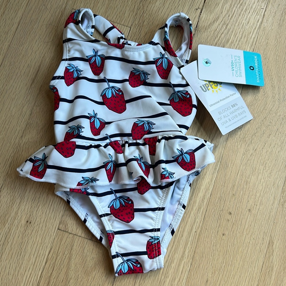 NEW Strawberry Snapper Rock Baby Swimsuit 3/6m
